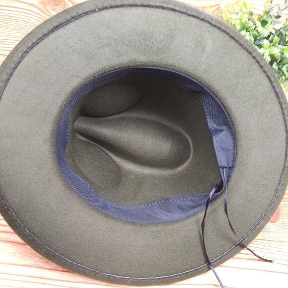 Minimalist fedora hat one-size plain army green casual unisex